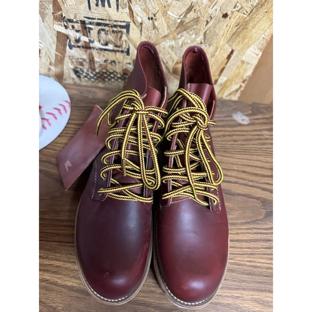 Red Wing 8166 Work Boots Mens 8 D Brown Leather Traction-tread Sole USA Made NOS